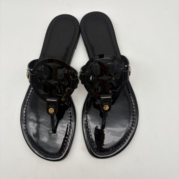 Tory Burch Miller Patent Leather Sandal Enamel Black - Picture 4 of 10